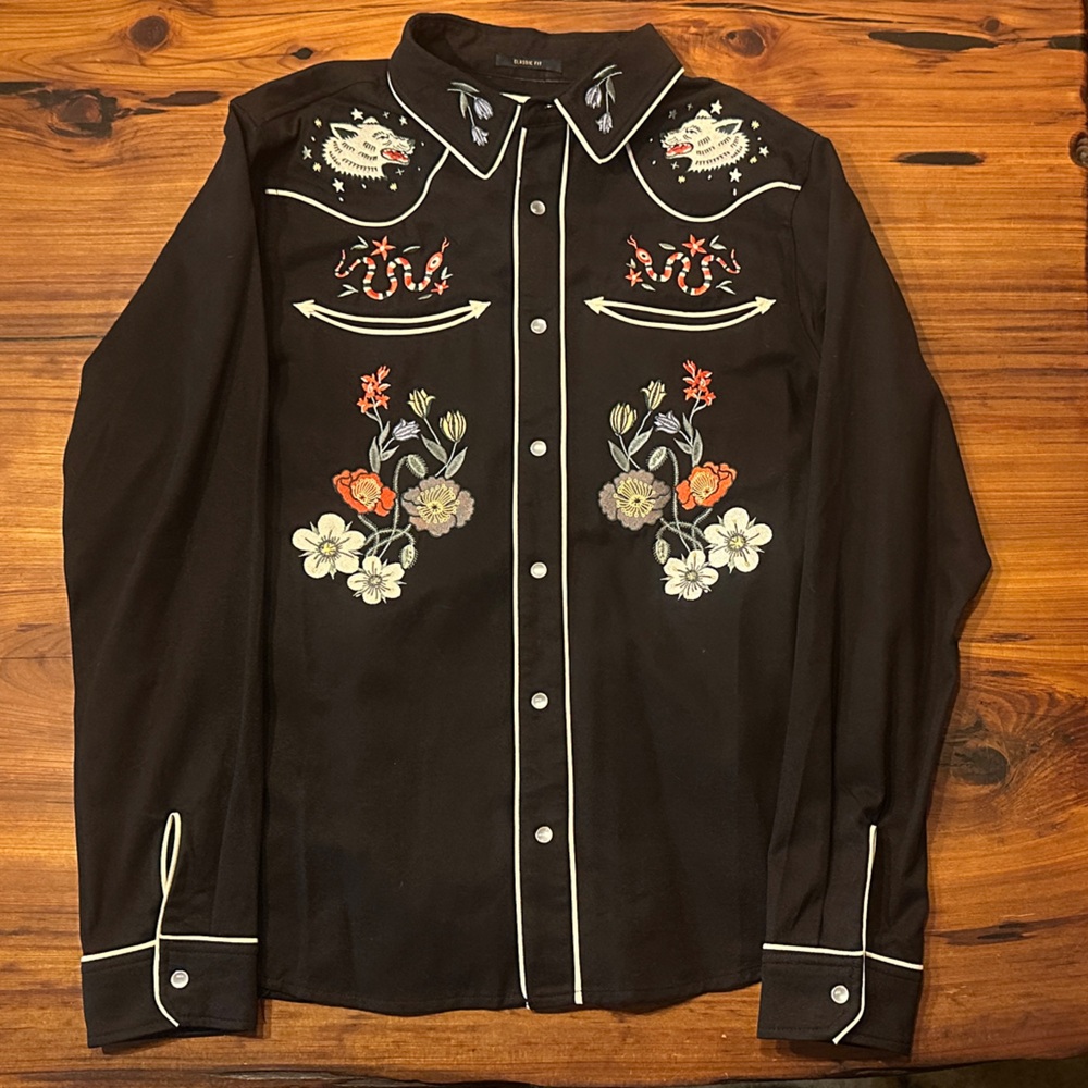 Roark Black Embroidered Western Shirt